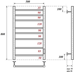 Point Полотенцесушитель электрический Аврора П8 500x800 PN10858B черный – фотография-3