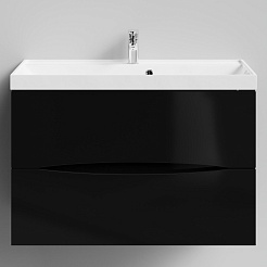 Водолей Тумба под раковину Лайт 90 подвесная черная – фотография-1