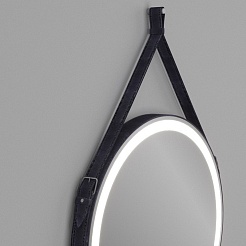 Teymi Зеркало Tiko D65 LED сенсор чёрный кожаный ремень T20903S – фотография-3