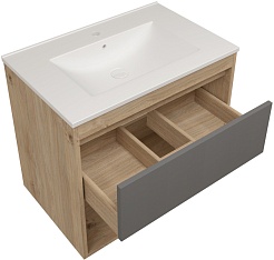 Teymi Тумба с раковиной Vitra 70 подвесная дуб/графит – фотография-2