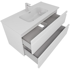 Aquatek Тумба с раковиной Вега 100 подвесная матовая белая – фотография-2