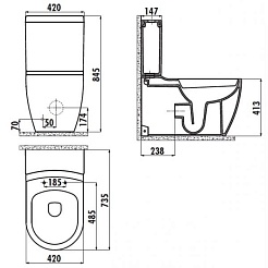 Creavit Чаша для унитаза Grande GR360.00000 с биде – фотография-4