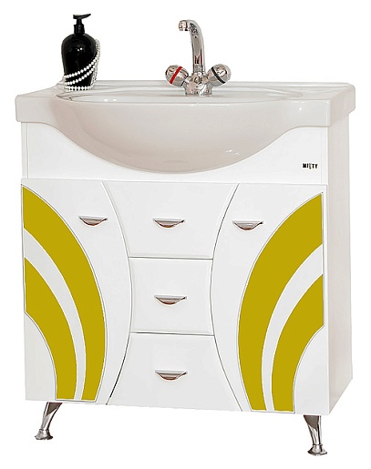 Misty Тумба для умывальника Каролина 80 желтое стекло – фото, картинка, фотография-1