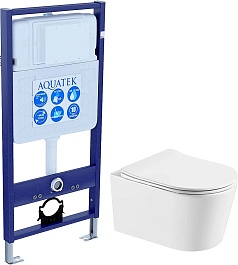 Aquatek Унитаз подвесной Оберон Т AQ1365T-00 в комплекте с инсталляцией Standard INS-0000012 с клавишей смыва KDI-0000018 глянцевый хром и крепления KKI-0000002 – фотография-2