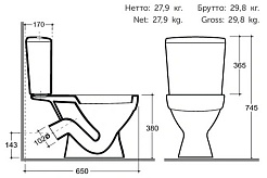 Керамин Унитаз-компакт Толедо Soft Close двухрежимный сиденье дюропласт с микролифтом 4810531150916 – фотография-3