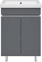 Misty Тумба с раковиной Майна 60 графит/белая