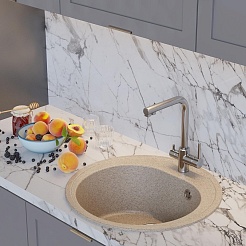 Mixline Мойка кухонная ML-GM11 бежевая – фотография-4