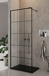 Ceruttispa Душевое ограждение Muza T80 профиль черный стекло прозрачное с рисунком – фотография-3
