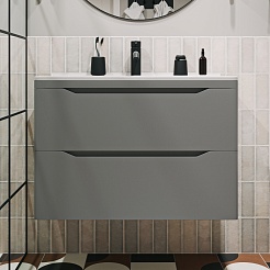 Vivon Тумба под раковину Shelly 80 подвесная серая матовая – фотография-1