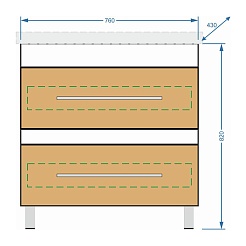 Stella Polare Тумба с раковиной Симона 80 зебрано светлый – фотография-3