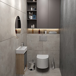 Teymi Тумба с раковиной Nura 37 R подвесная дуб/графит – фотография-12