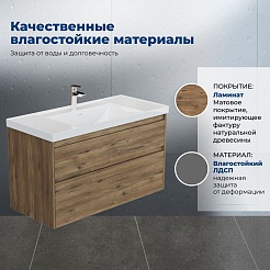 Aquanet Тумба с раковиной Nova Lite 2.0 110 подвесная дуб рустикальный – фотография-19