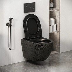 Grossman Унитаз подвесной Color GR-4411BBLS черный с текстурой крокодила – фотография-9