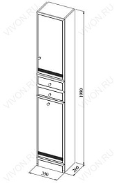 Aquanet Пенал для ванной "Марсель А-102" с б/к – фотография-2