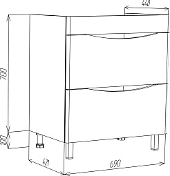 Водолей Тумба под раковину Адель 70 черная – фотография-9