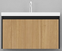 Velvex Тумба под раковину подвесная Klaufs 80 черная/дерево – фотография-1