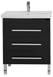 Aquanet Тумба с раковиной Сиена 70 напольная, ящики, черная – фотография-4