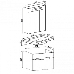 Runo Мебель для ванной Парма 60 подвесная, 2 двери – фотография-3