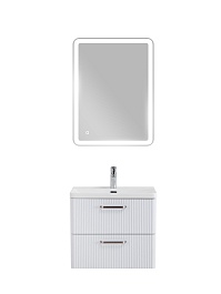 BelBagno Тумба с раковиной Due 60 подвесная Bianco Lucido ручки Матовый атласный никель – фотография-17