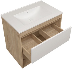 Teymi Тумба с раковиной Vitra 70 подвесная дуб/белый – фотография-2