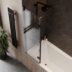 Teymi Шторка на ванну Anni 100x140 профиль черный матовый стекло прозрачное – фотография-6