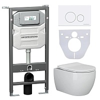 Ceramicanova Подвесной унитаз Forma Rimless с шумоизоляционной панелью CN1000 с системой инсталляции Envision кнопка Round белая
