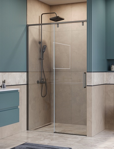 BelBagno Душевая дверь в нишу Soft Close-1 SOFT_CLOSE-1-BF-1-120-C-GM 120x200 профиль оружейная сталь стекло прозрачное – фотография-2