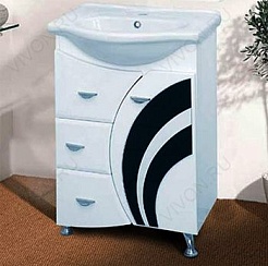 Misty Тумба с раковиной Каролина 60 3 ящика R черное стекло – фотография-2