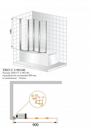 Cezares Шторка на ванну TRIO-W-V-3-90/140-C-Cr-L – фотография-2