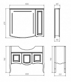 ASB-Woodline Мебель для ванной Эмили 105 бежевый/ патина золото – фотография-8