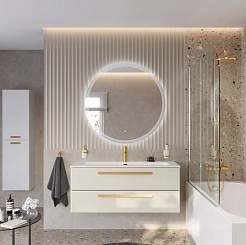 Cezares Тумба с раковиной Eco Cer-N 120 брашированная альпака CZR-8073-120 ручки сатиновое золото – фотография-2