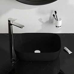 Am.Pm Мебельная накладная раковина Func 45 черная матовая – фотография-3