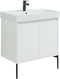 Aquanet Тумба с раковиной Nova Lite 75 2 дверцы подвесная белая глянцевая – фотография-12