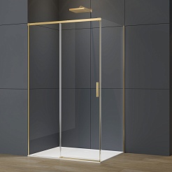 Vincea Душевой уголок Soft 2 110x90 VSR-3SO29011CLG профиль брашированное золото стекло прозрачное – фотография-2