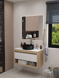 Teymi Раковина накладная в ванную Martta D37 мрамор чёрный матовый T52183 – фотография-7