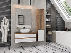 Brevita Мебель для ванной Dakota 100 подвесная дуб галифакс олово/белая – фотография-2