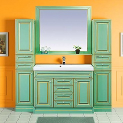 Misty Зеркало для ванной Vena 105 салатовая патина – фотография-2