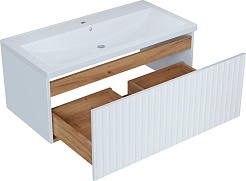 Mixline Тумба с раковиной Вектор 90 подвесная белая – фотография-2