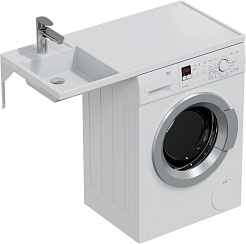 СанТа Мебель для ванной под стиральную машину Сатурн 100 L подвесная белая/дуб австрийский – фотография-7