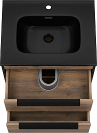 Brevita Тумба под раковину Monsour 60 подвесная дуб галифакс олово/черный кварц – фотография-4