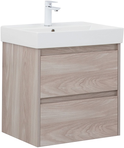 Aquanet Тумба с раковиной Nova Lite 60 подвесная орех светлый – фото-1