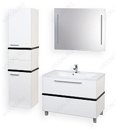 Акватон Шкаф-пенал для ванной "Турин" с черной панелью – фотография-2