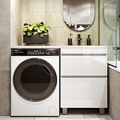 Vivon Тумба под раковину над стиральной машиной Harper 120 напольная белый глянец – фотография-12