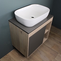 Teymi Тумба с раковиной Nura 80 Helmi Solli 60 подвесная дуб/графит – фотография-2