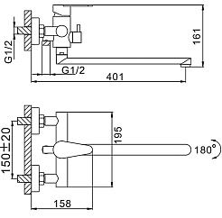 Frap Смеситель для ванны H48 F2248 сатин – фотография-3