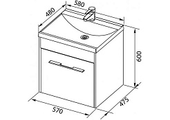 Aquanet Тумба с раковиной Августа 58 дуб сонома – фотография-4