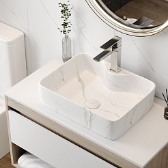 Teymi Раковина накладная Helmi S 48 T50284 белый мрамор – фотография-6