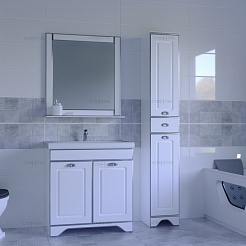СанТа Мебель для ванной Мадрид 80 белая патина, серебро – фотография-3