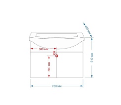 Misty Тумба с раковиной Джулия 75 подвесная синяя – фотография-7