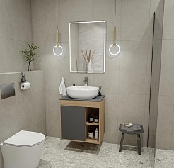 Teymi Тумба с раковиной Nura 70 дуб эврика/графит матовый T60530 раковина T50208 – фотография-2